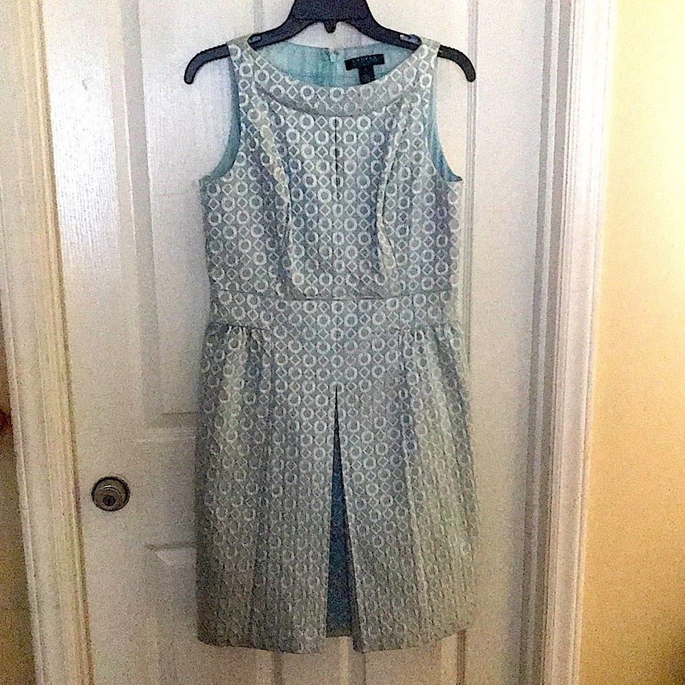 Ralph Lauren woman’s blue w/ silver A line zip dress, lined size 8
